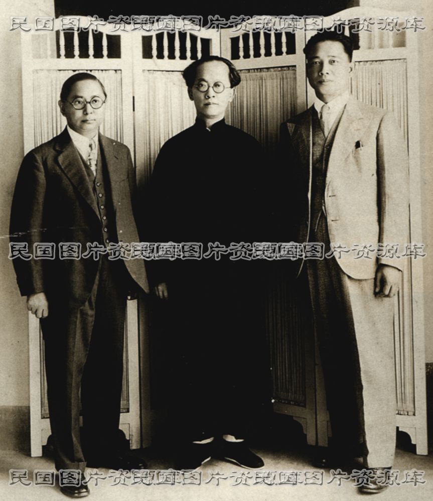 1927年10月右汪精卫、中胡汉民、左孙科合影- 数据- 民国图片资源